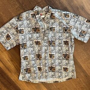 Hilo Hattie The Original Hawaiian Shirt Mens size extra large brown tan nautical